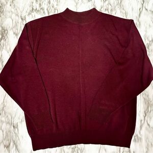 Retro 90’s Henri Valdise Burgundy Mock Neck Sweater Sz XL Soft Cozy Oversized